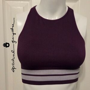 Spiritual Gangster Racerback Sports Bra/ Crop Top - Purple - Size Medium / Large
